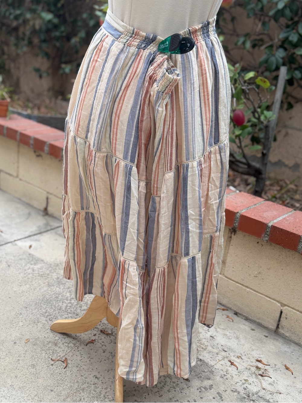 Lucky Brand Cream Multi Striped Midi Skirt - Picture 8 of 8